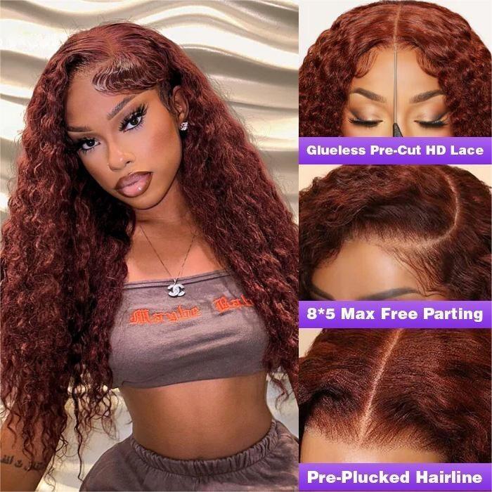 Reddish Brown Glueless Ready & Go Wigs Pre Cut Lace Closure Wigs - 1984brand