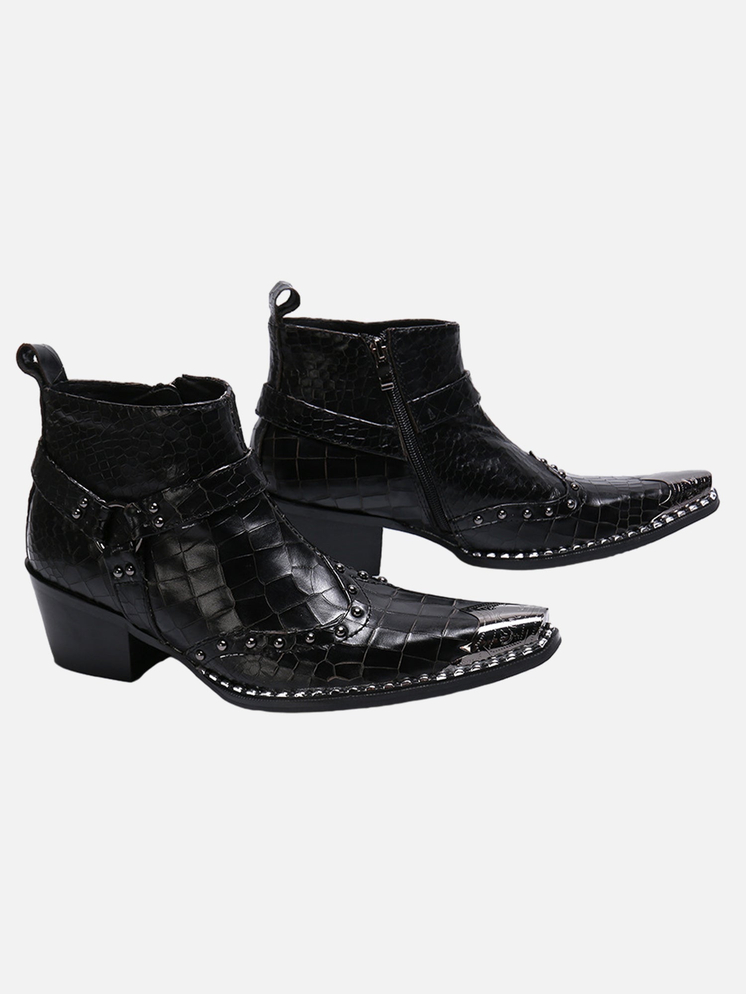 Fashionable Pointed Toe British Metal Buckle Toe Chelsea Short Boots SP2403140SR1