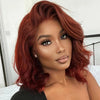 #33 Dark Auburn Color Body Wave 13x4/5x5 HD Lace Frontal Wigs Short Bob Red Brown Wig 150% Density - 1984brand