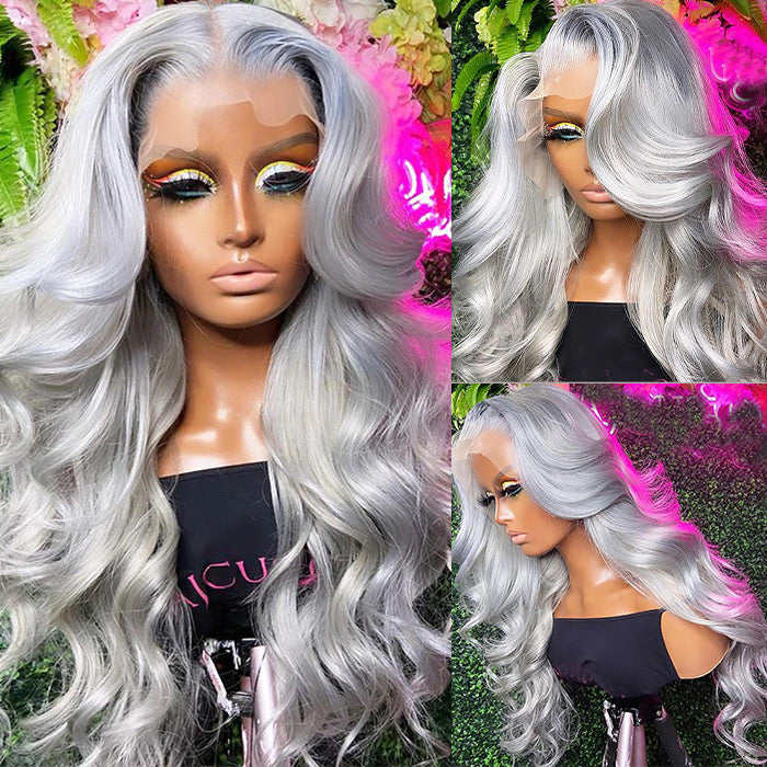 Grey Human Hair Wig 13x4 HD Lace Frontal Wig Colored Human Hair Wigs For Women hermosahair