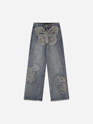 1984 Appliqued Butterfly Embroidered Jeans - 1984brand