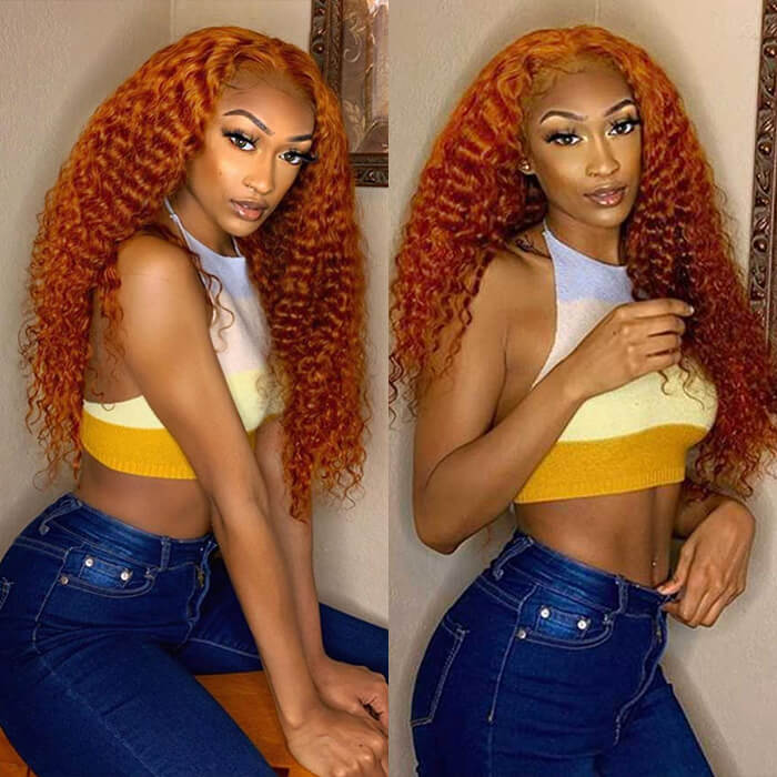 Orange Ginger  13X6 HD Lace Front Human Hair Wigs With Baby Hair Lace Wigs for Women Hermosa Hair