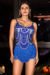 Loralli Strap Fringe Rhinestone Bodysuit Acmefun