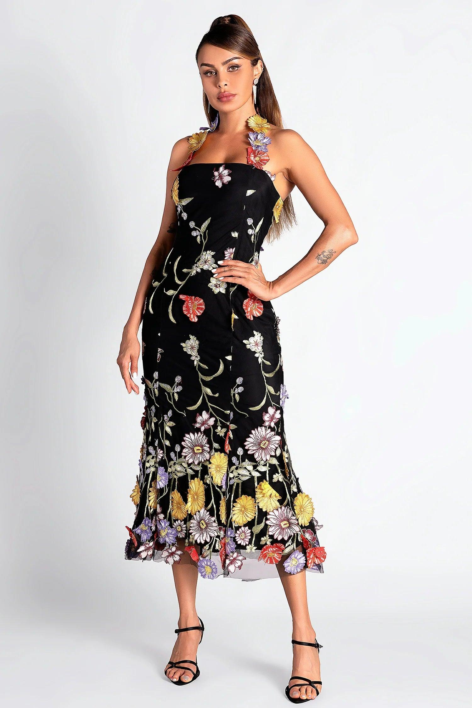 Seth Halter Embroider Floral Dress Acmefun