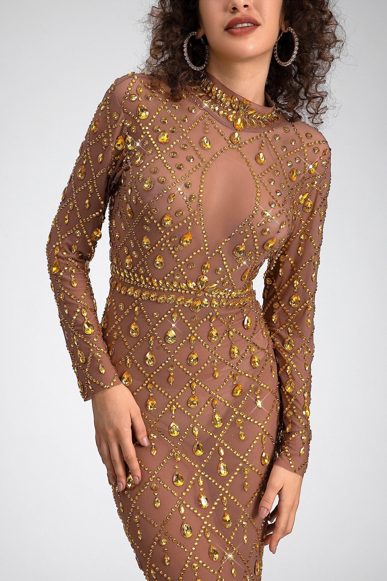 Pre-Sale Buride Mesh Crystal Embellished Dress