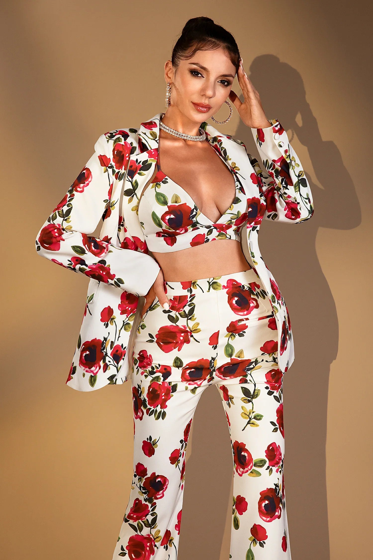 Danaja Floral Pantsuit 3 Piece Ensemble