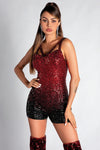 Omiros Strap Gradient Sequin Romper Acmefun