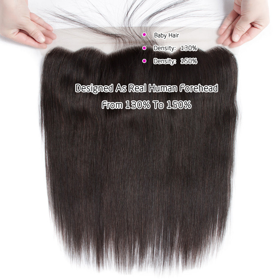 10"-30" Brazilian Straight Virgin Hair Weave 3 Bundles With Lace Frontal 13x4 Ear To Ear - 1984brand