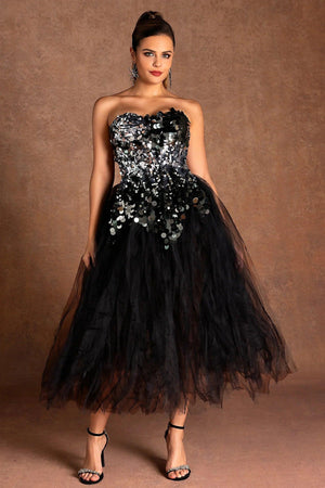 Nechtu Strapless Sequin Puff Dress Acmefun