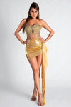 Silsi Diamond Corset Metallic Dress Set Acmefun