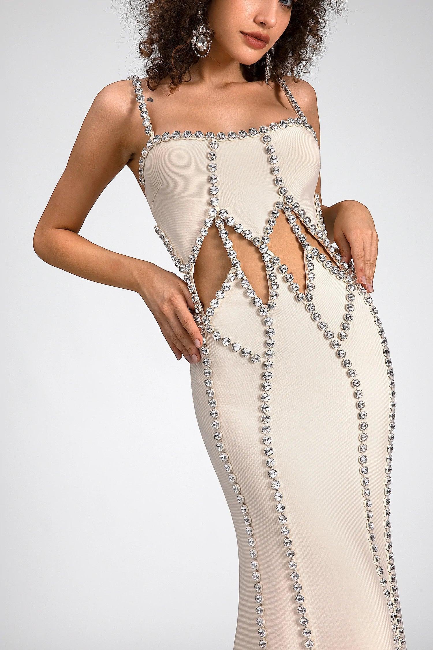 Maloti Diamond Cutout Bandage Dress