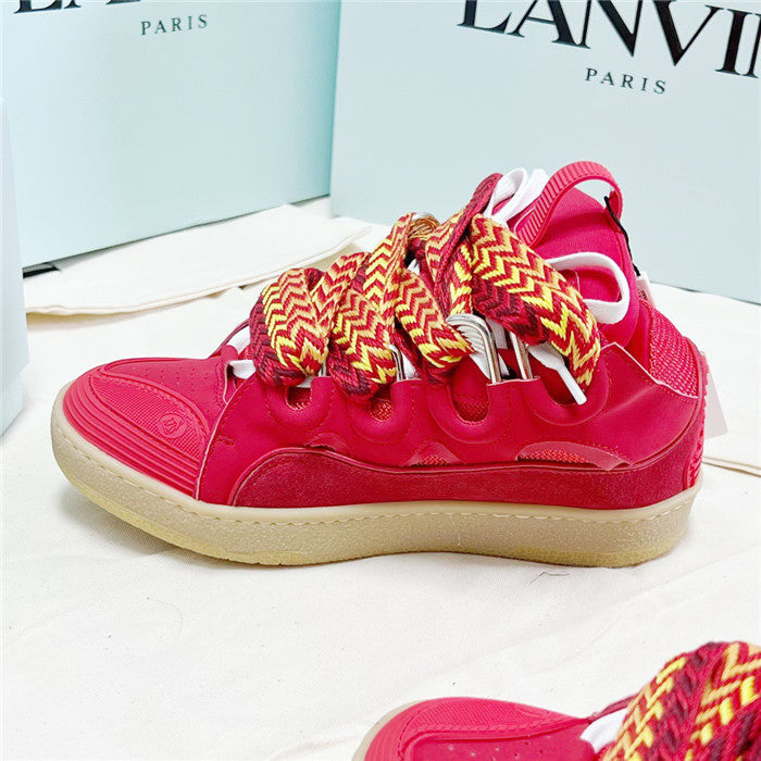 Premium Women New Leather Curb Sneakers Red Luxury Sneakers