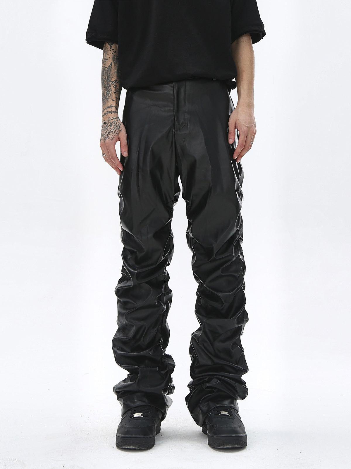 1984 Punk Style Pleated Leather Pants - 2195