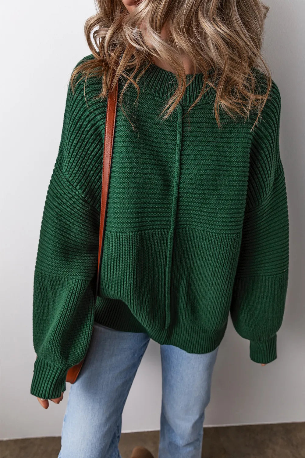 Round Neck Dropped Shoulder Sweater Trendsi