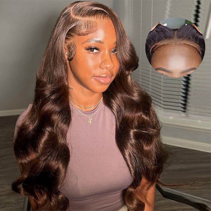 #4 Chocolate Brown Wig Straight & Body Wave 13x4 HD Lace Frontal Human Hair Wig - 1984brand