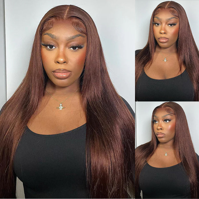 #4 Chocolate Brown Wig Straight & Body Wave 13x4 HD Lace Frontal Human Hair Wig - 1984brand