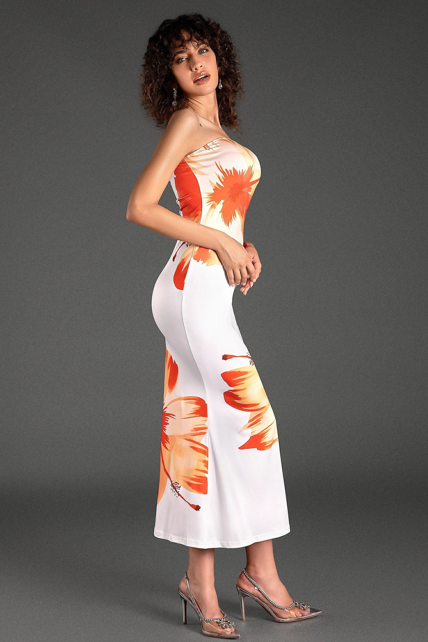 Sarrides Strapless Print Midi Dress