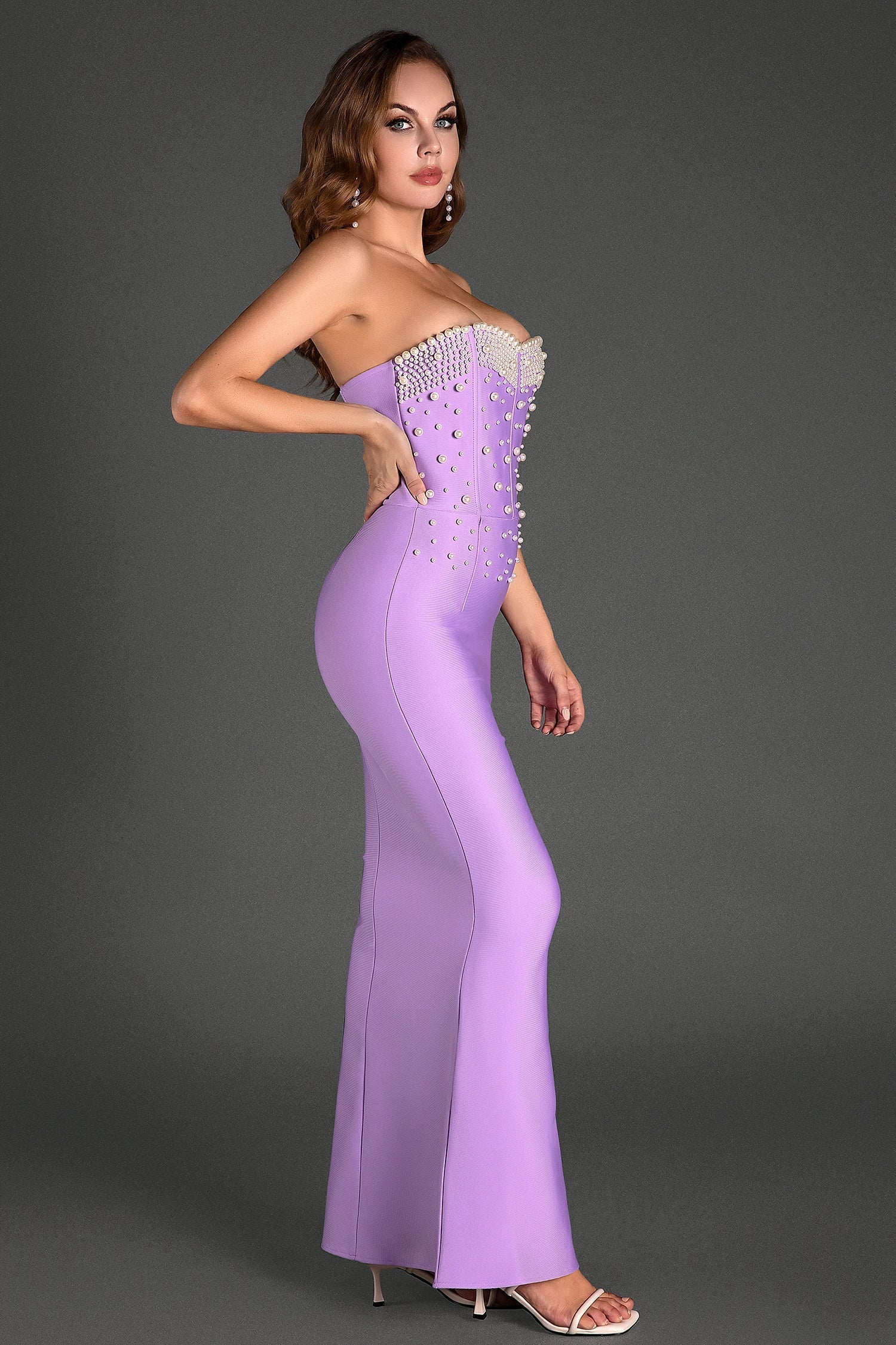 Diamanto Off Shoulder Pearl Mermaid Dress Acmefun