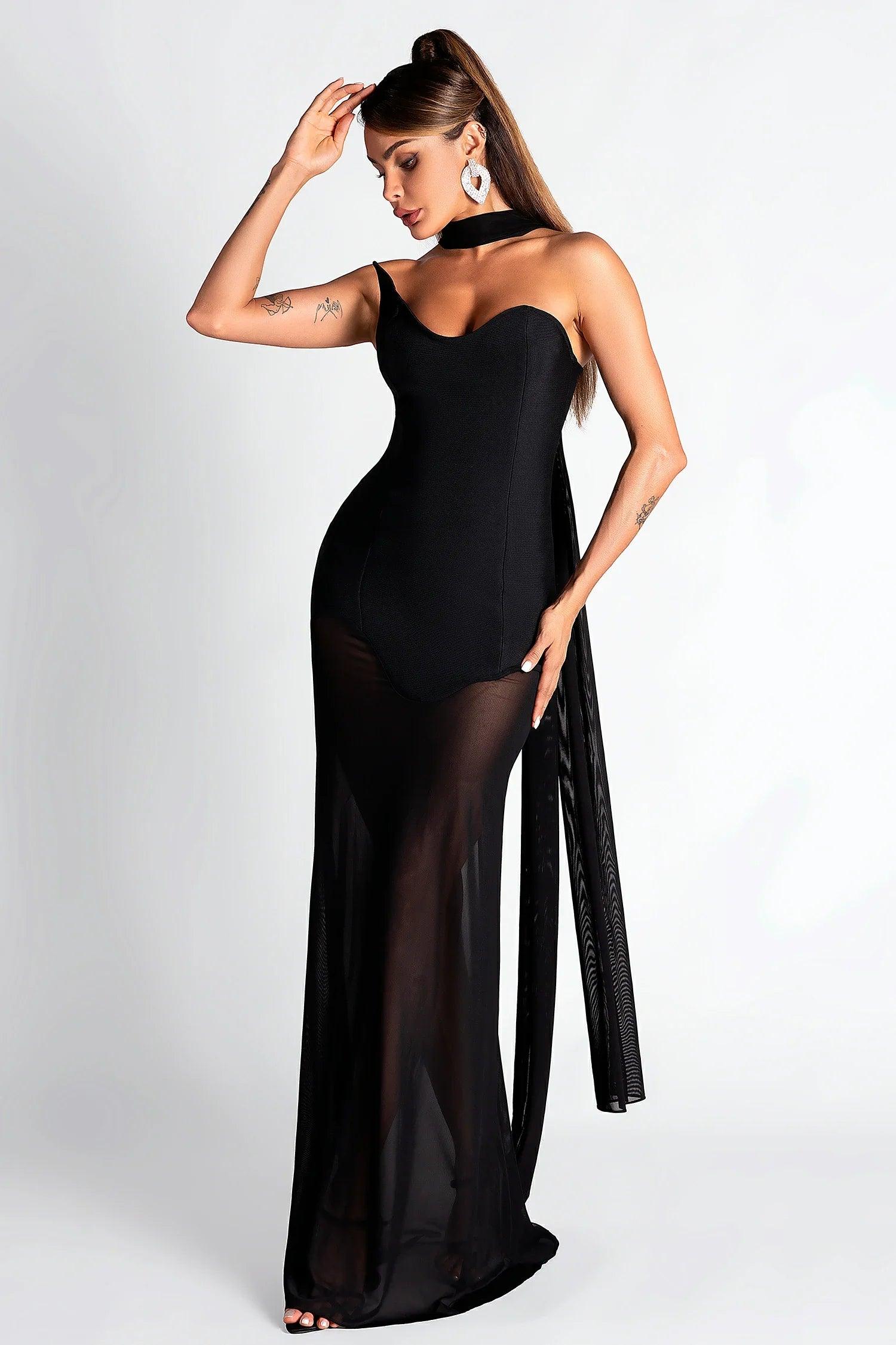 Paki Mesh Draped Bandage Dress Acmefun