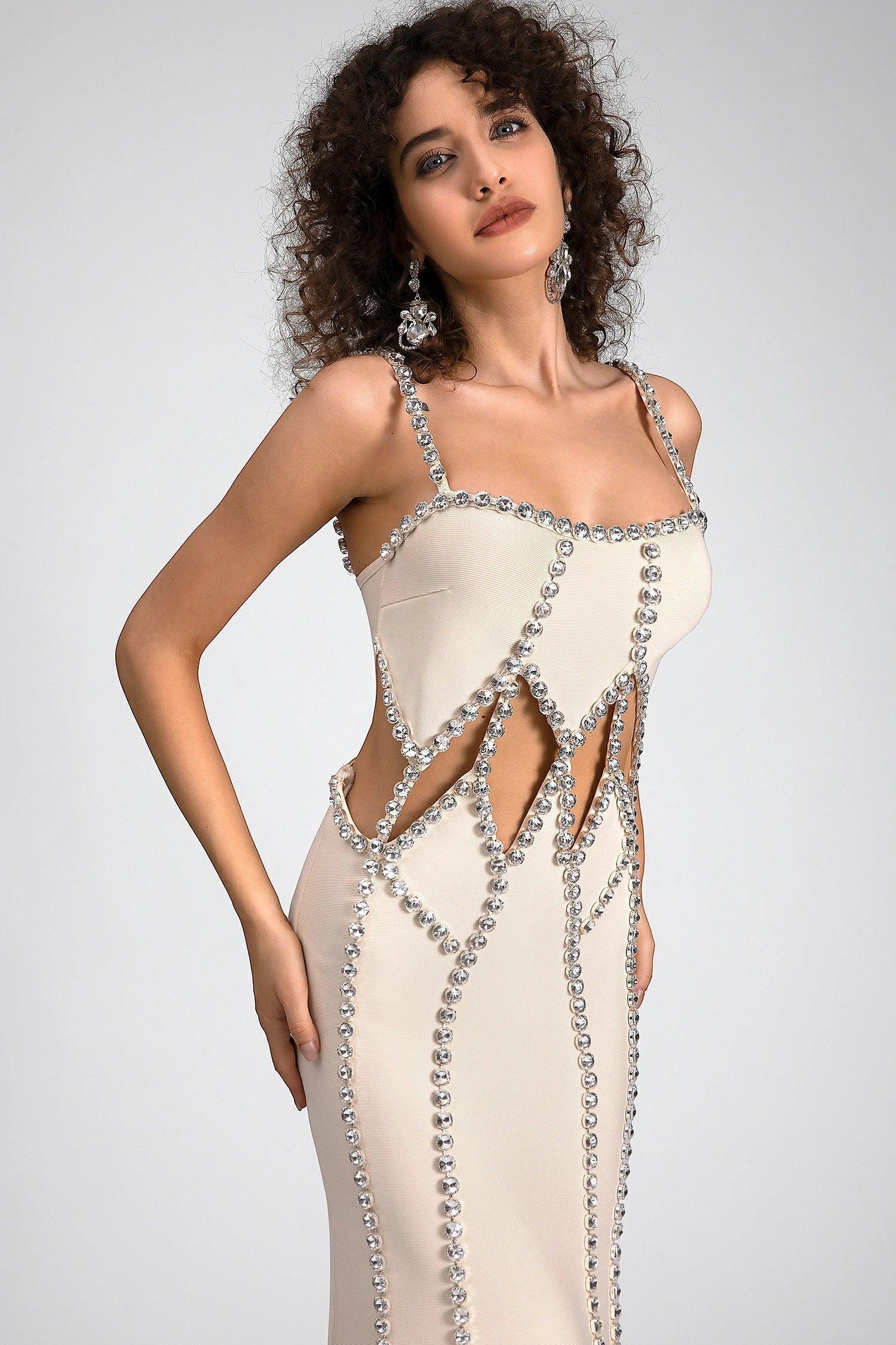 Maloti Diamond Cutout Bandage Dress