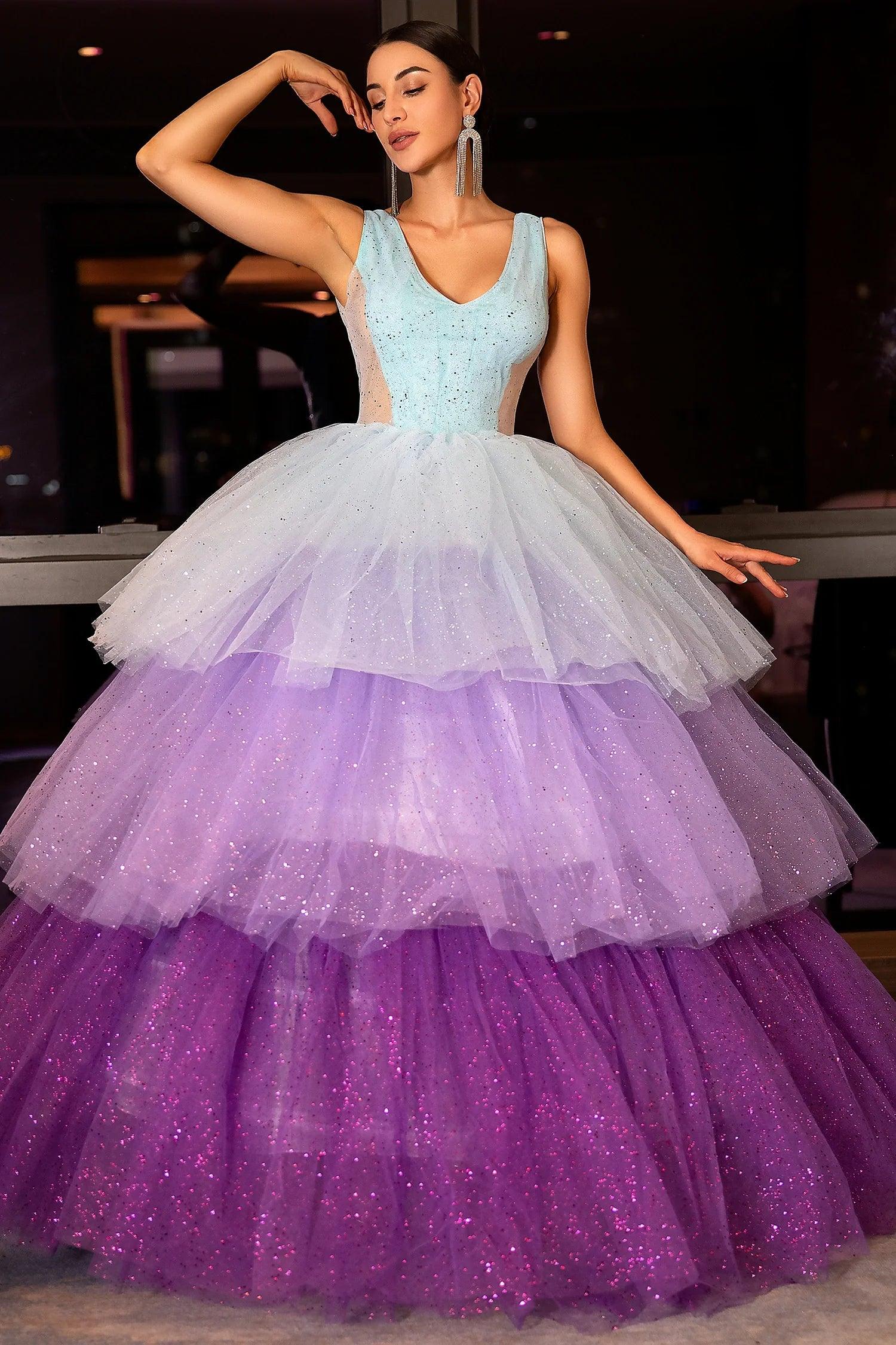 Pre-Sale Manakou Purple See-Through Puffy Evening Dress Acmefun