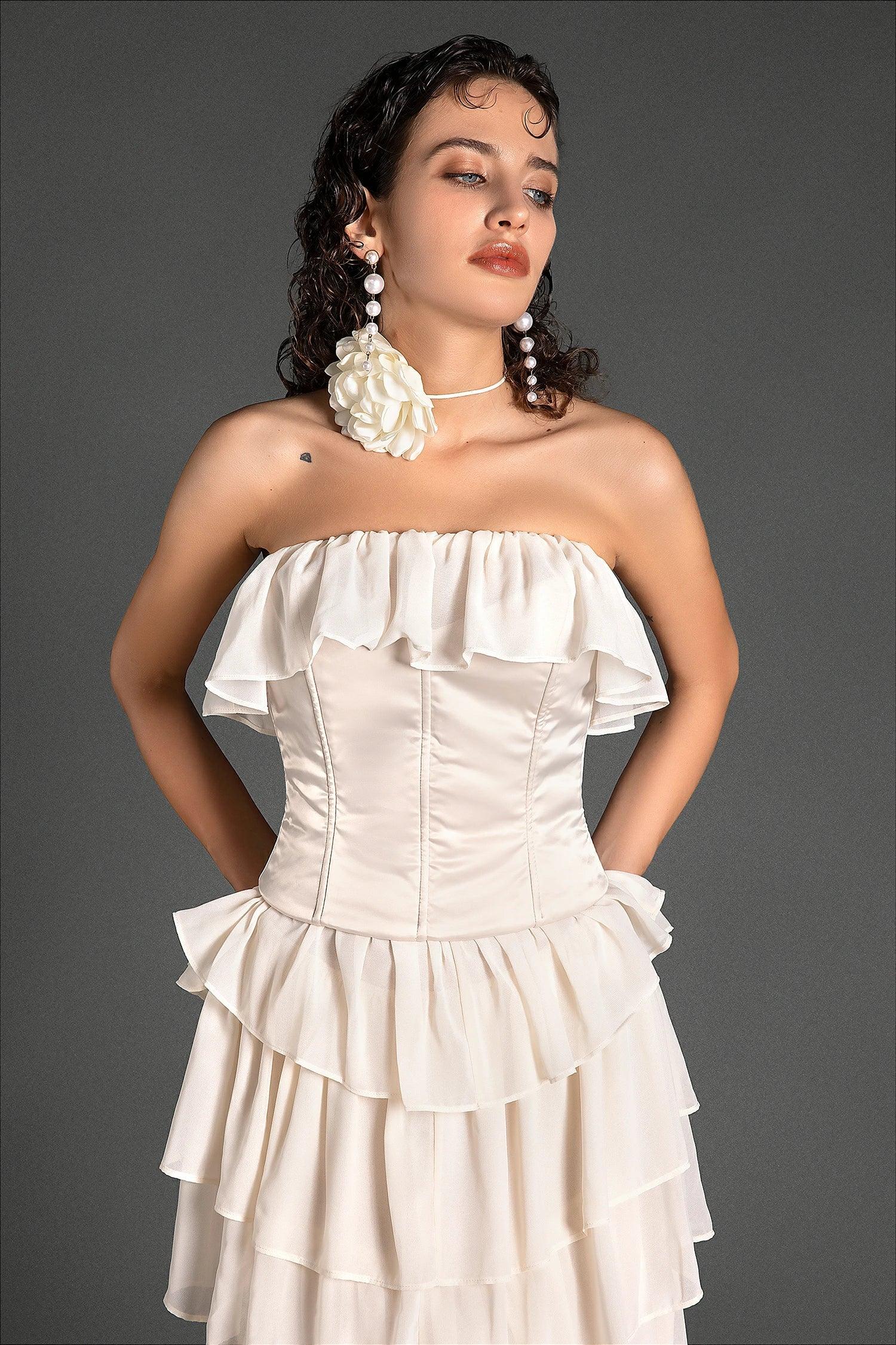 Rodiades Strapless Ruffle Corset Dress Acmefun