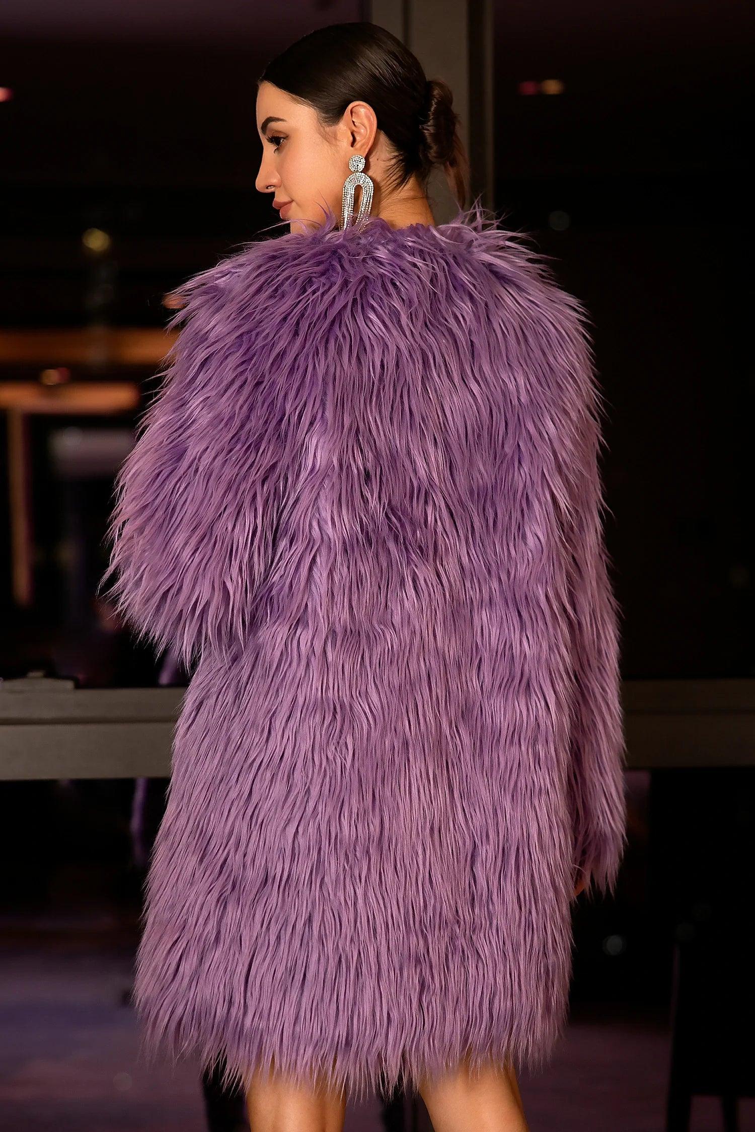 Totidi Purple Concert Eco-Fur Jacket Acmefun