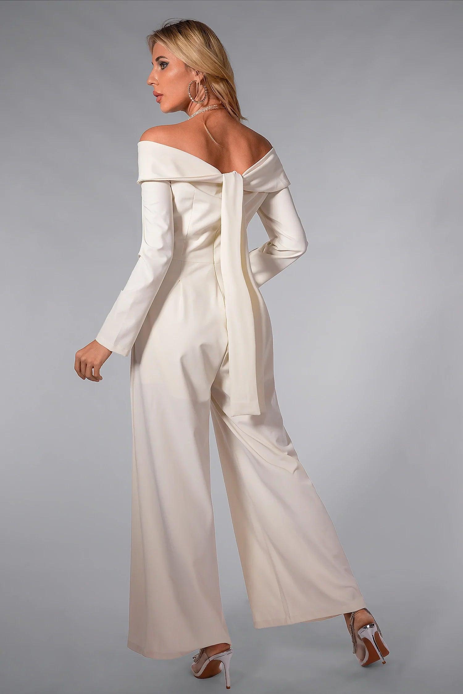 Nadege Bow Wide Leg Pants Jumpsuit