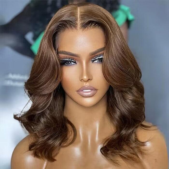 Chocolate Brown Short Straight Bob 4x4/5x5 Lace Closure Wig Human Virgin Hair 150% Density - 1984brand