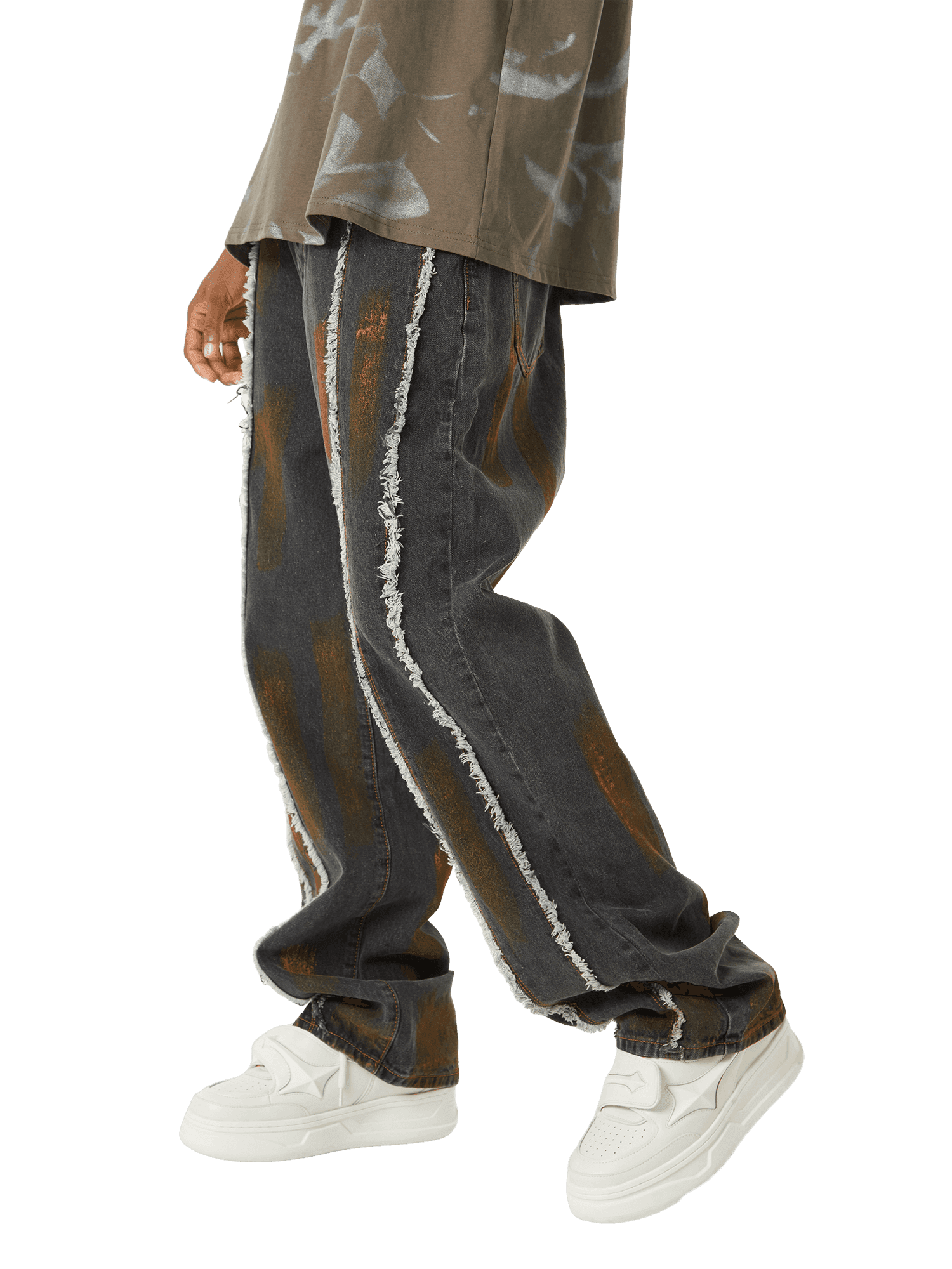 1984 American Street Style Spray Painted Fur Jeans - 2052