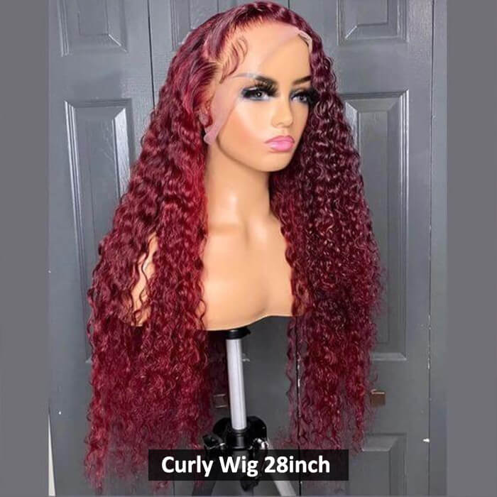 13x6 HD Lace Front Wig Human Hair Wigs 99J Red Burgundy Pre-Plucked Remy Human Hair Deep Part Wigs - 1984brand