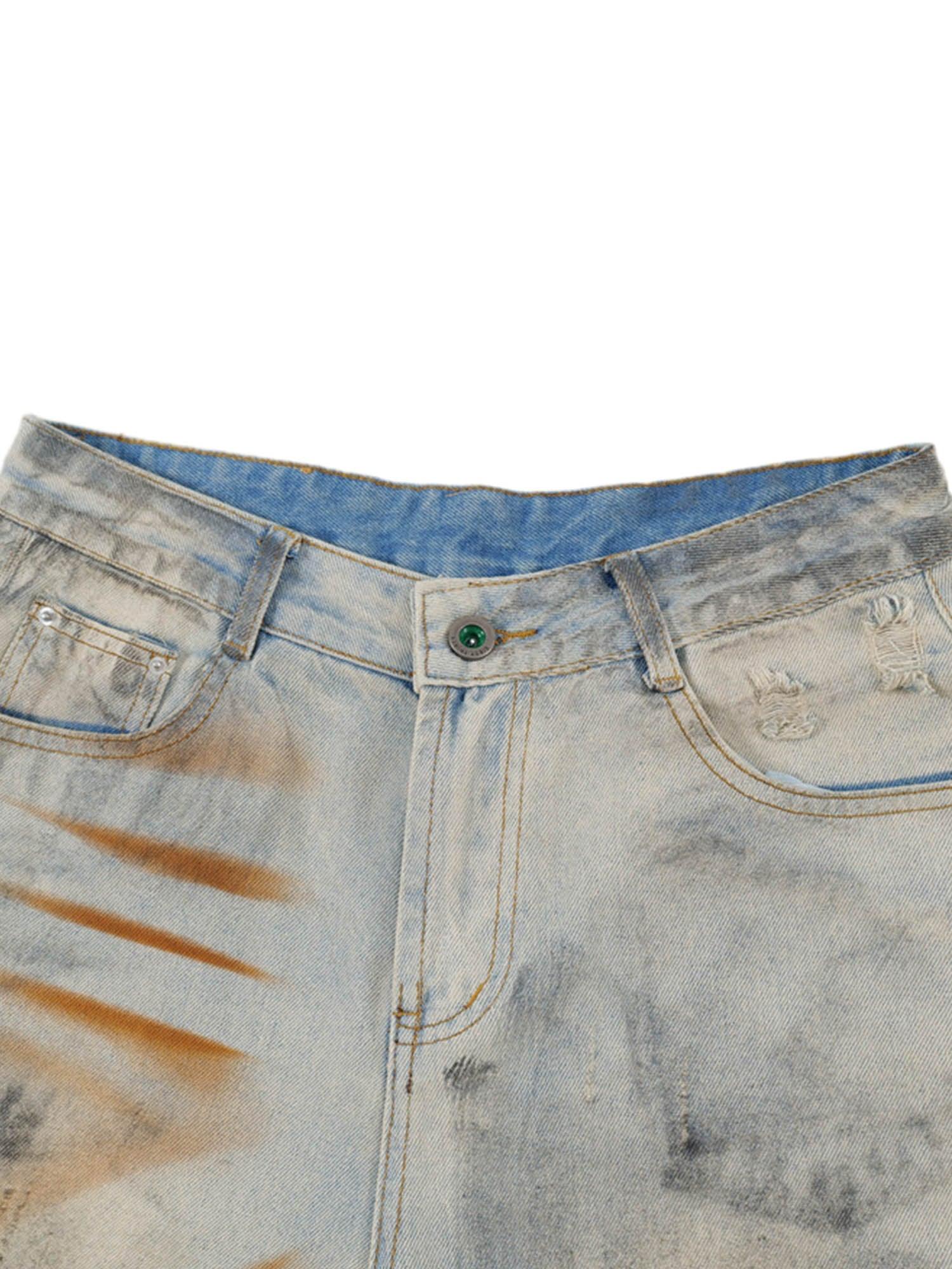 1984 Punk High Street Dirty Ripped Denim Jorts