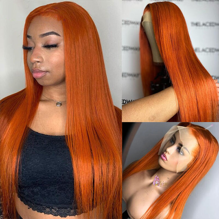 Orange Ginger  13X6 HD Lace Front Human Hair Wigs With Baby Hair Lace Wigs for Women Hermosa Hair