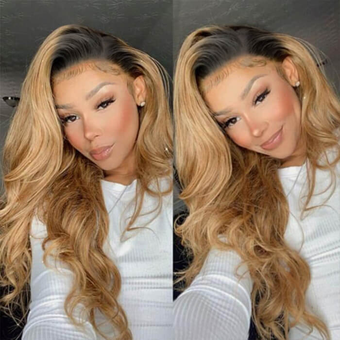 Ombre Color Human Hair Wigs Straight & Body Wave 13x4 HD Lace Front Wigs 150% Density hermosahair