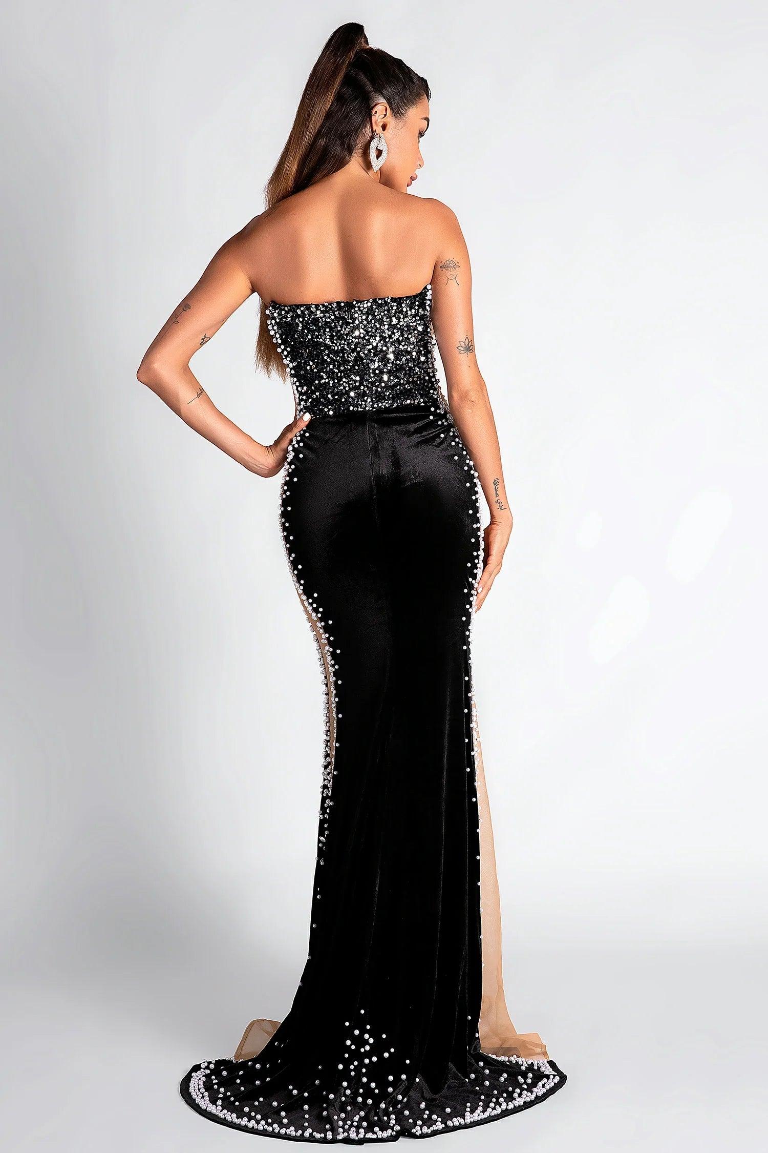 Toccea Pearl High Slit Maxi Dress Acmefun