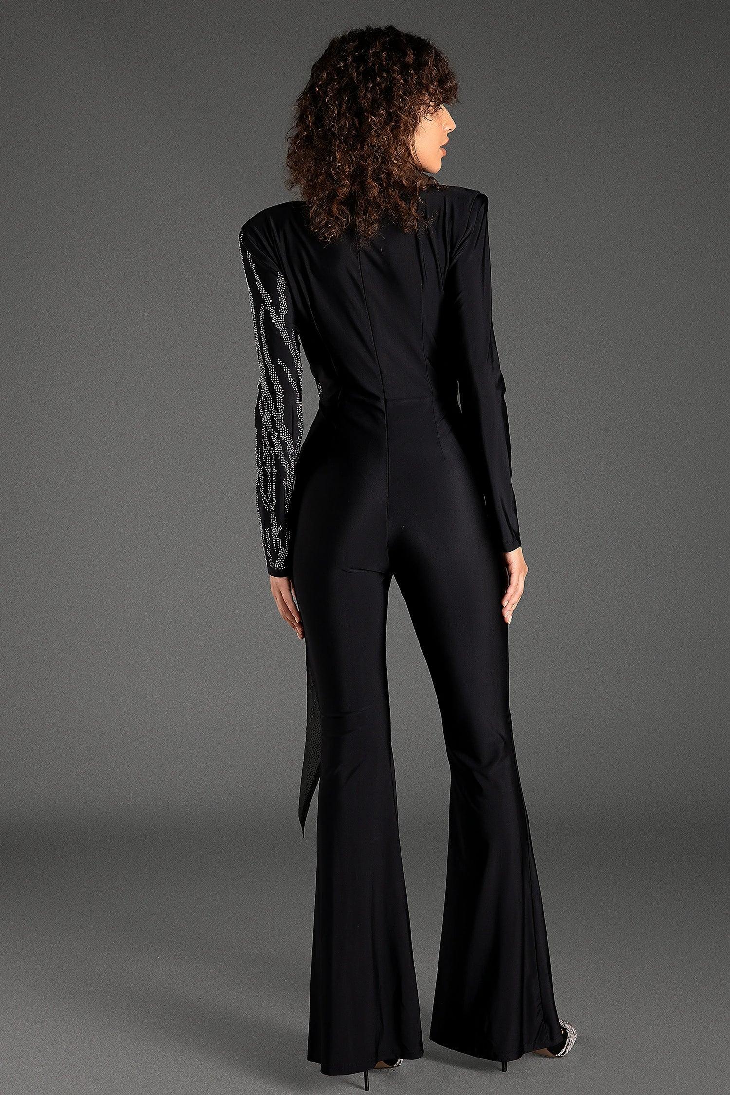 Scafotis Long Sleeve V-Neck Twisted Jumpsuit