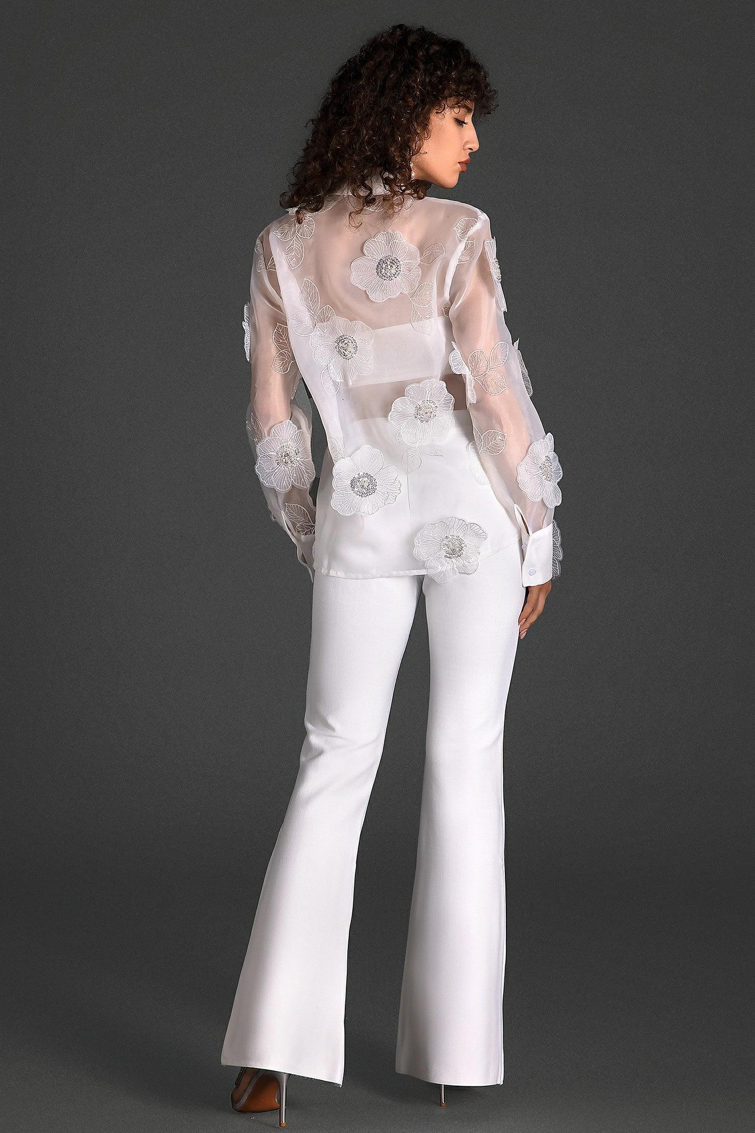 Gilbert Organza Embroider Floral Shirt