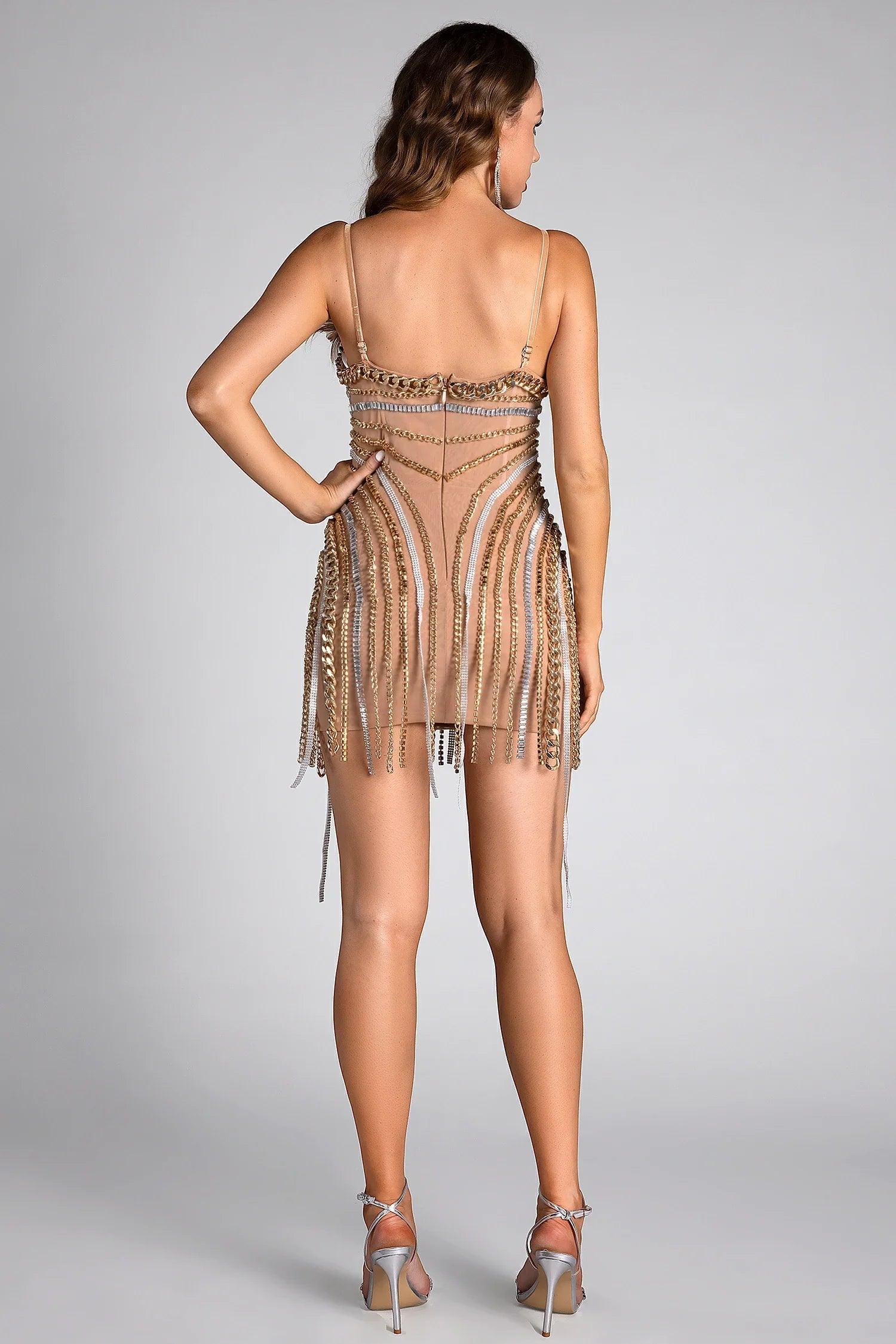 Victoria Concert Rhinestone Fringe Mini Dress Acmefun