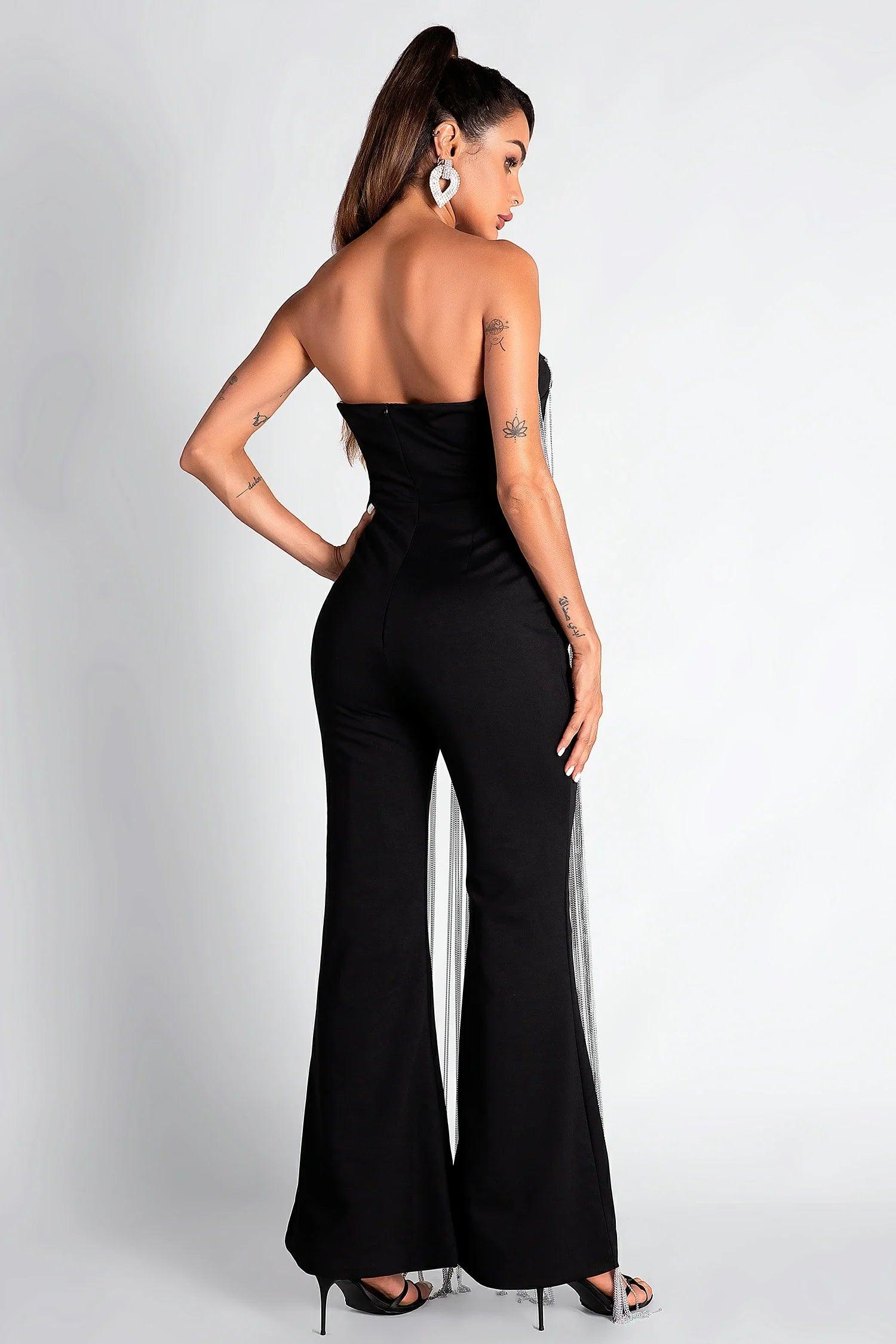 Tatide Off Shoulder Fringe Jumpsuit Acmefun