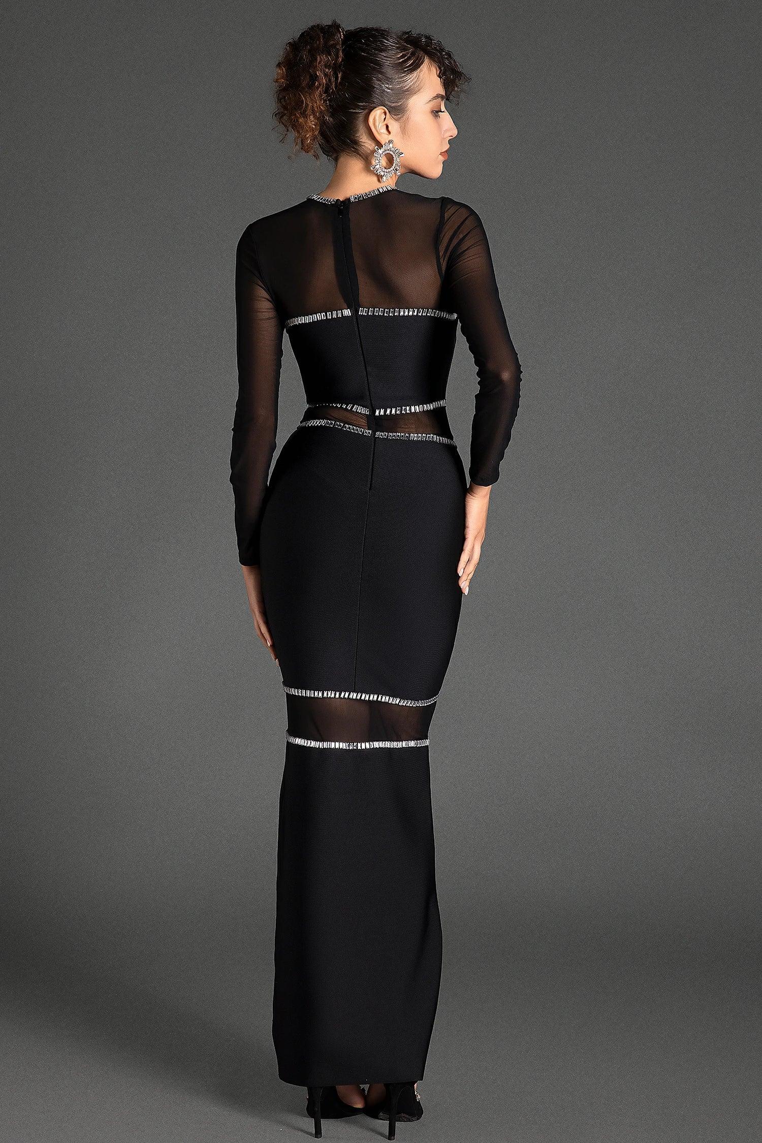 Theano Long Sleeve Mesh Bandage Dress