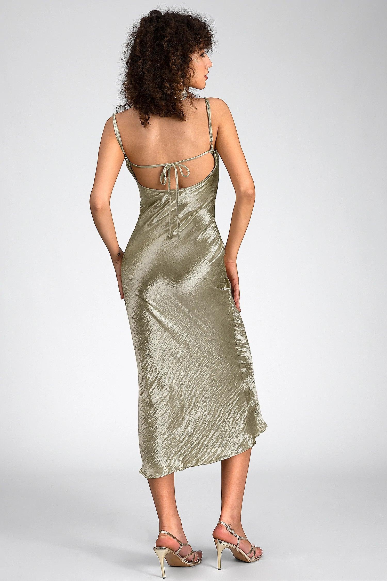 Moraitea Satin Strap Midi Dress