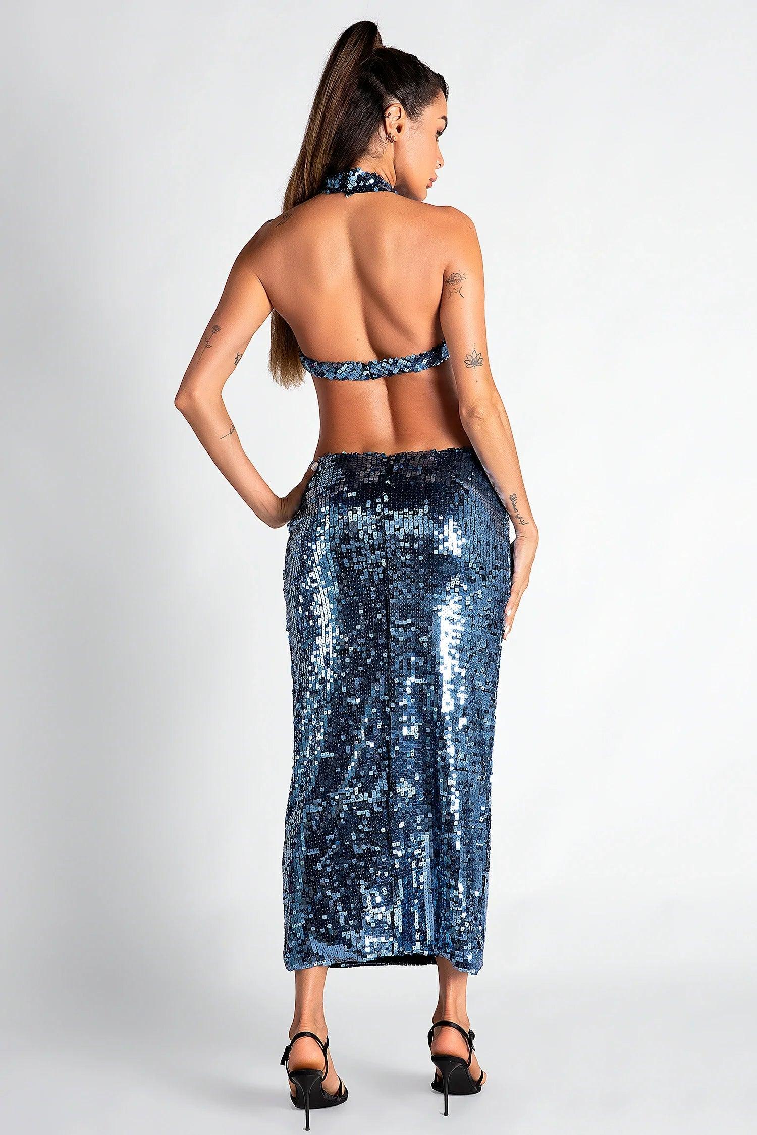 Neiva Glitter Cutout Maxi Dress Acmefun