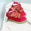 Premium Women New Leather Curb Sneakers Red