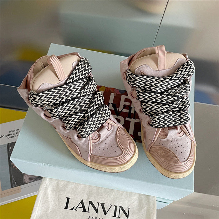 Premium Men Leather Curb Sneaker pink