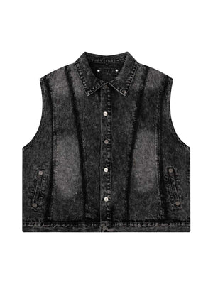 1984 Raw Edge split Washed Denim Vest