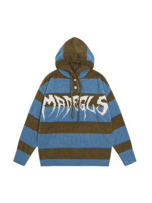 1984 Jacquard Knit hooded Striped Sweater