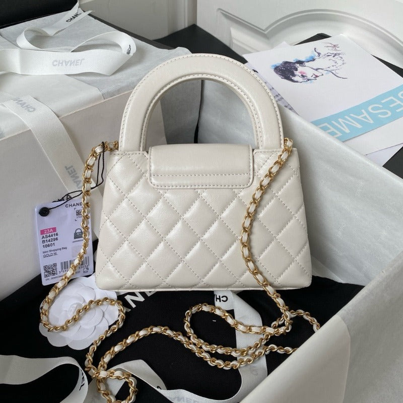 1984 - Lambskin Mini Kelly Chain Bag White