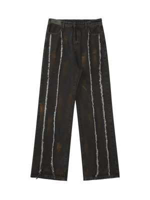 1984 American Street Style Spray Painted Fur Jeans - 2052