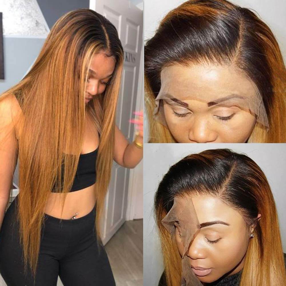 Ombre Color Human Hair Wigs Straight & Body Wave 13x4 HD Lace Front Wigs 150% Density hermosahair