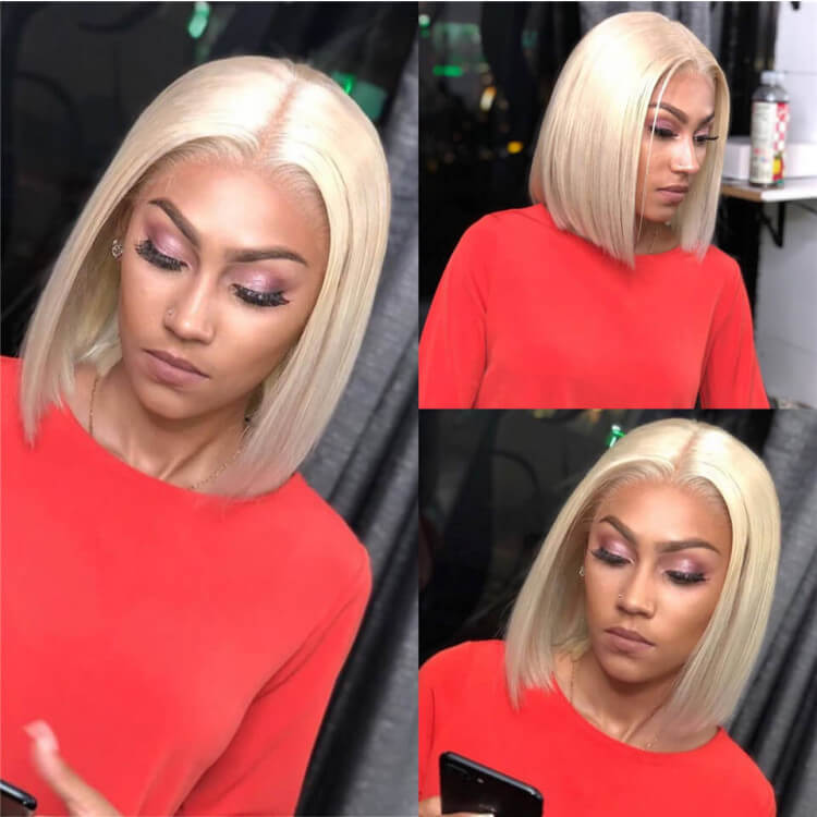 Short Bob Wigs For Girl 13*4 HD Lace Front Human Hair Wigs Pre Plucked hermosahair